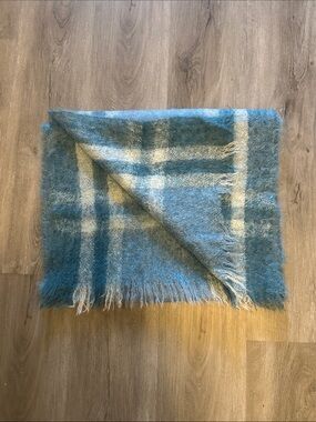 Blue Plaid Fuzzy Throw Blanket - Soft Cozy Home Accent